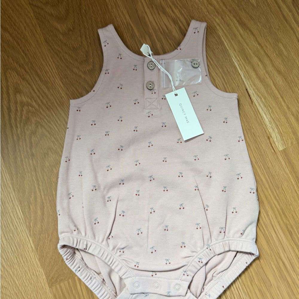 Quincy Mae Blush Pink Cherry Print Romper